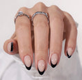 Classic Almond Black French Tip Press On Nails Kit