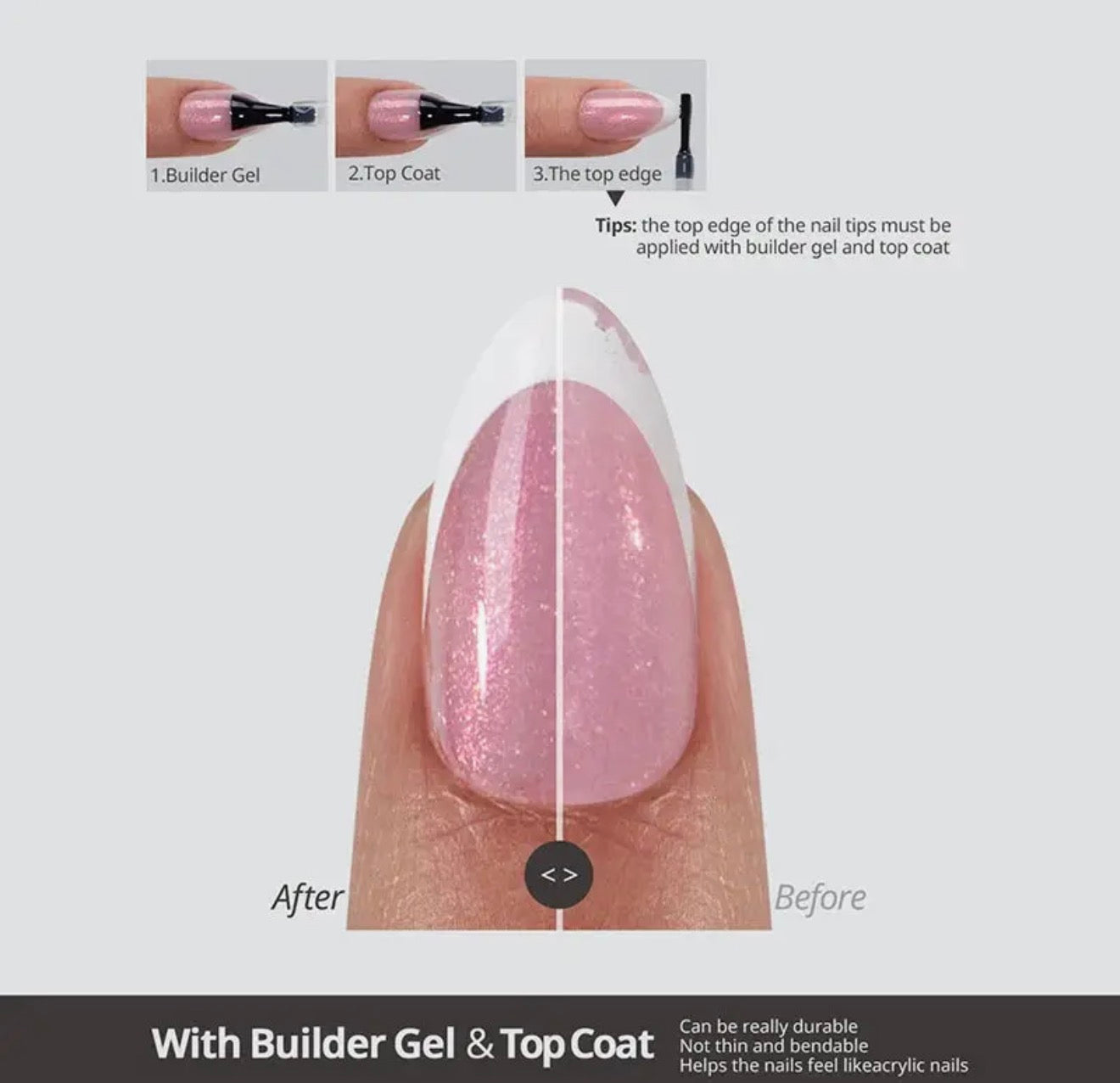 Soft Gel Long Square French Tip Nails