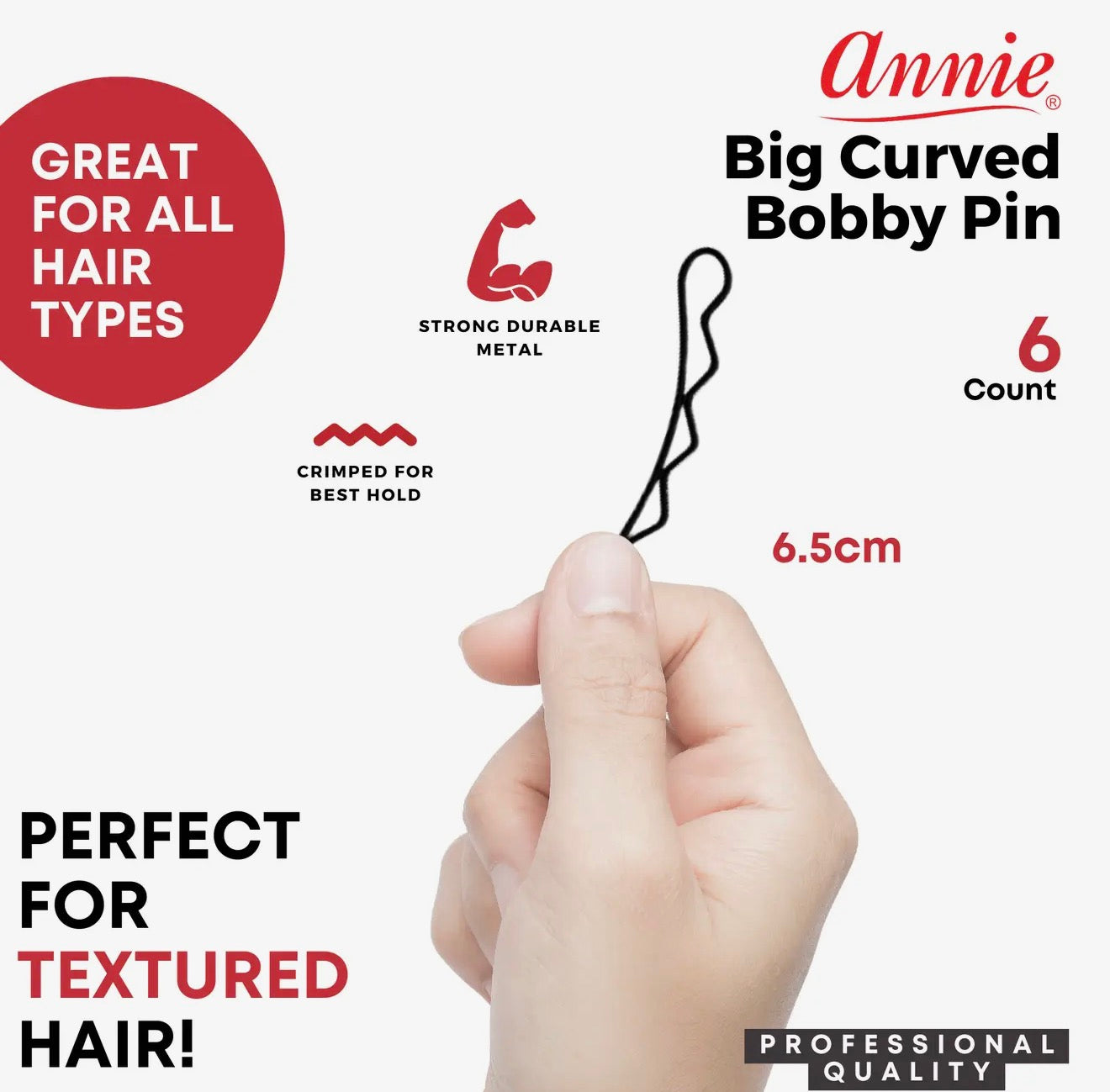 Annie Big Curvy Bobby Pins 6ct