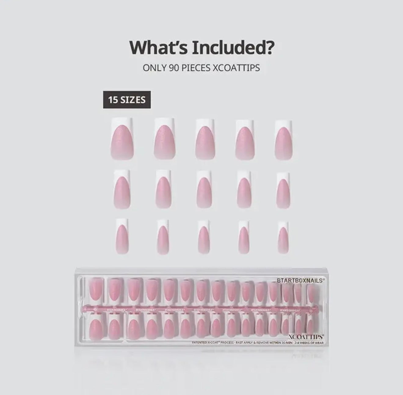 Soft Gel Long Square French Tip Nails