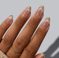 3D Golden Cat Eye French Tip Press on Nails Kit