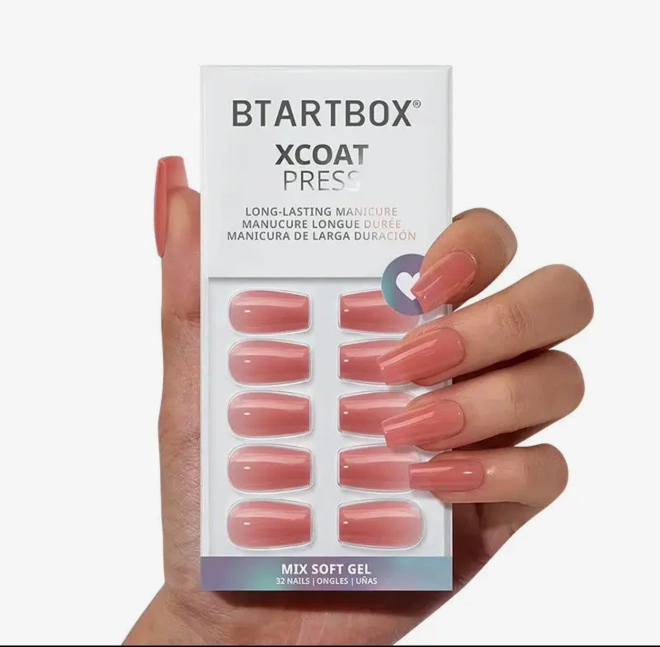 Deep Pink Nude Coffin Press On Nails Kit