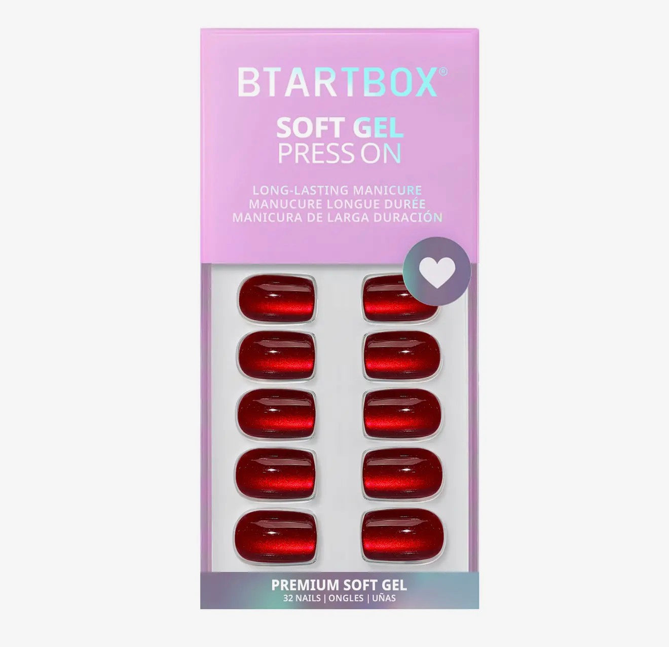 Short Square Red Cat Eye Press On Nails Kit